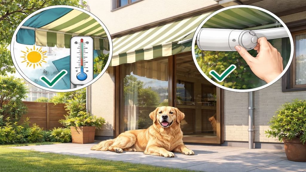 Awning pet safety: 5 checks (Heat shade and sharp edges)