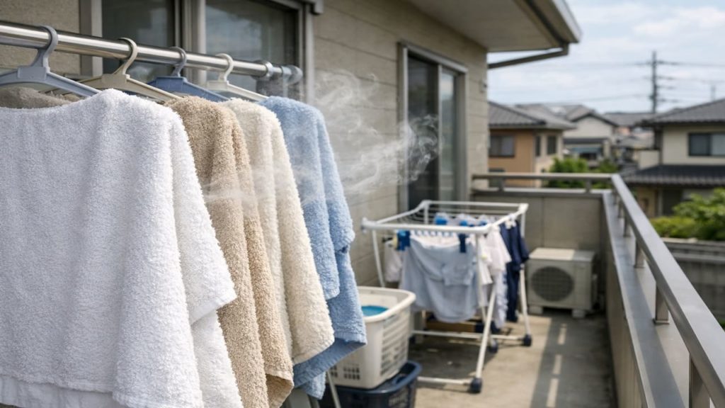 Musty smell after Balcony laundry 5 checks (Towel thickness airflow and quick rinse)