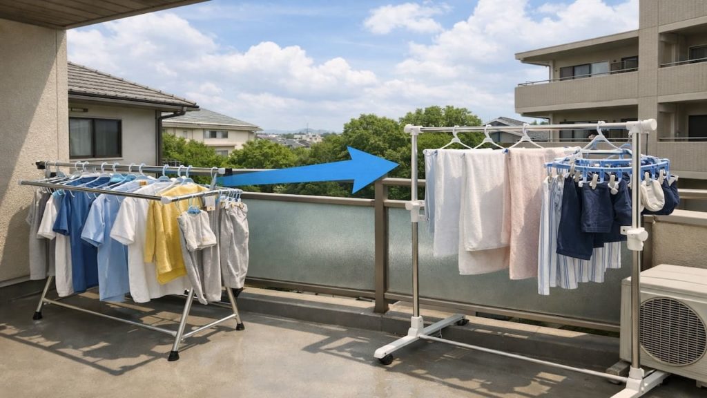 Not drying fast? Balcony laundry 5 tips (Wind angle rack height and time)