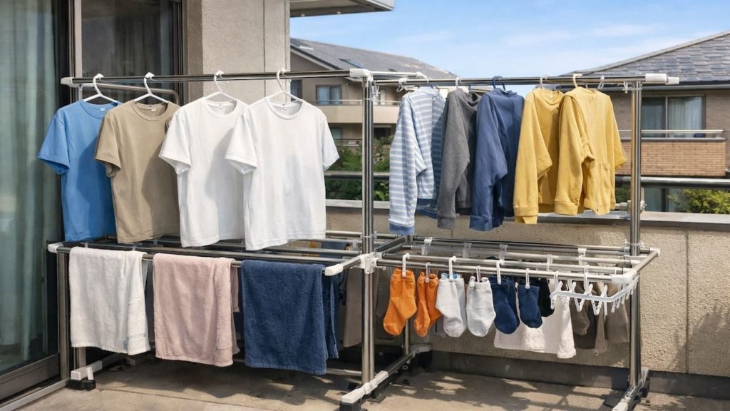 Uneven drying with Balcony laundry 5 tips (Gap spacing sleeve flip and rack layout)