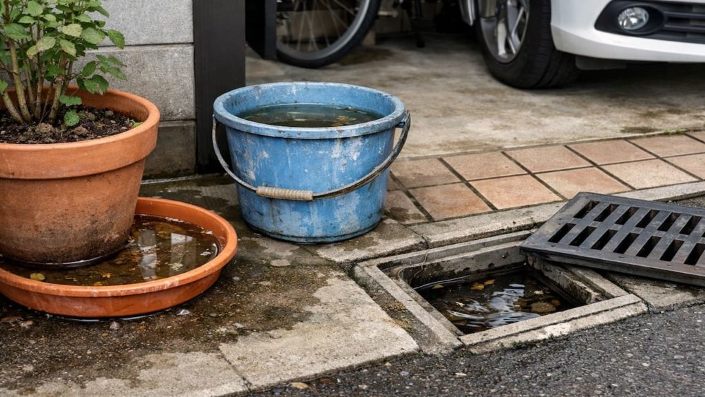 Carport mosquito breeding risk: 5 checks (Standing water trays and drains)