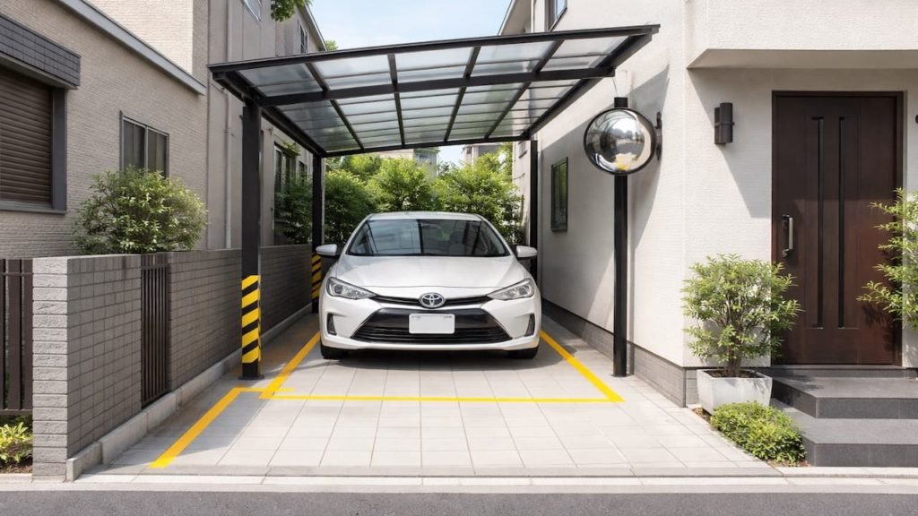Carport on a narrow lot: 5 tips (Turning lines posts and mirrors)