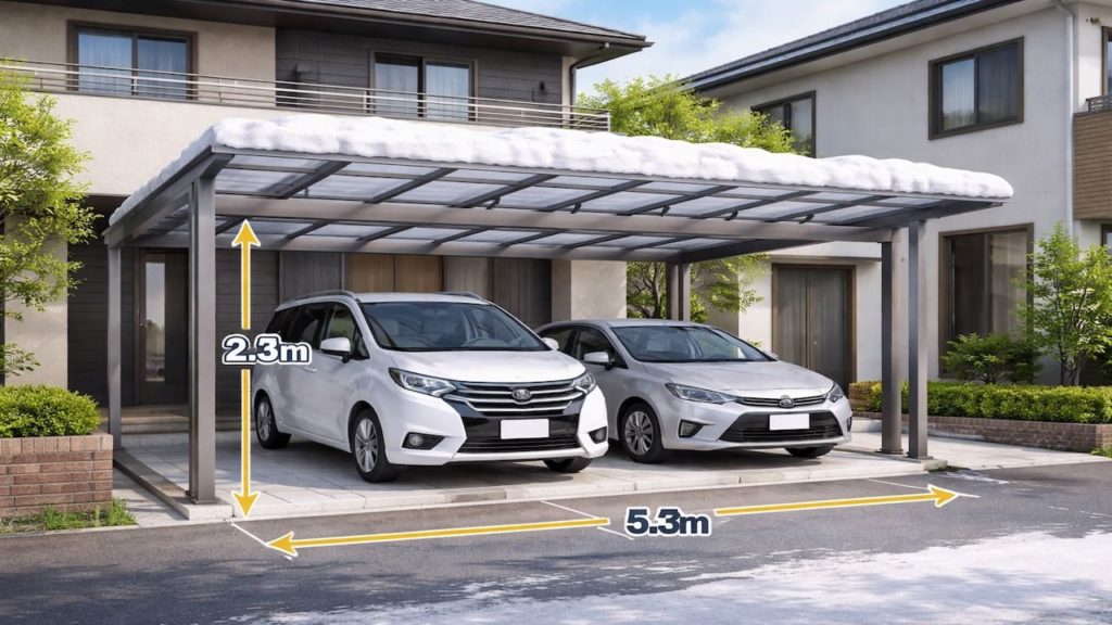 Carport size planning: 5 checks for Japanese homes (Width height snow and doors)