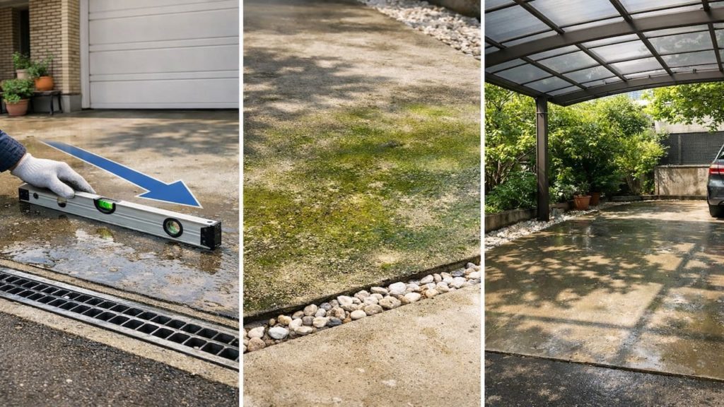 Carport floor stays wet: 5 checks to fix (Drainage slope algae and shade)