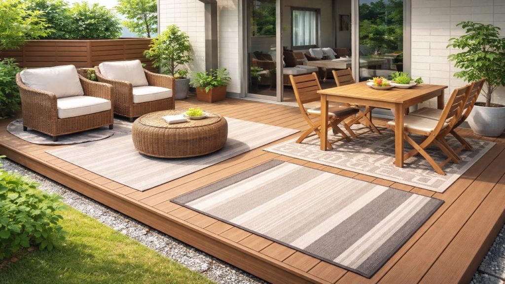 Deck furniture dents: 5 tips to protect boards (Pads layout rugs)