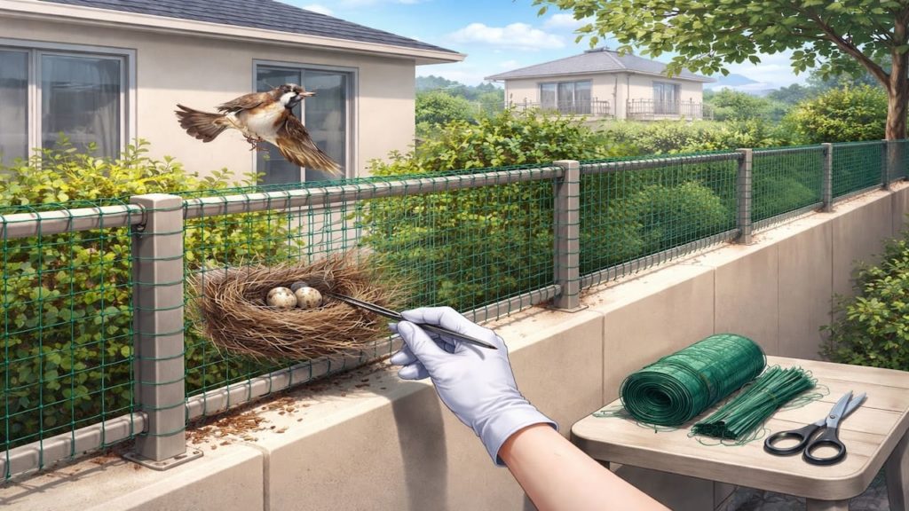 Fence birds nesting issues: 5 tips (Netting timing and gentle removal)