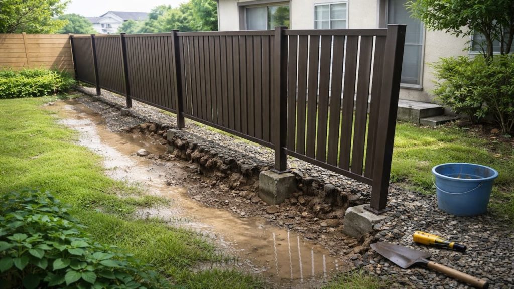 Fence wobble after rain again: 5 checks (Drainage washout and footing)