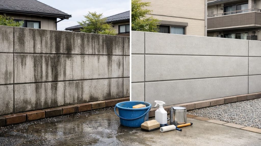 Fence concrete stain after rain: 5 tips (Clean seal and stop runoff marks)