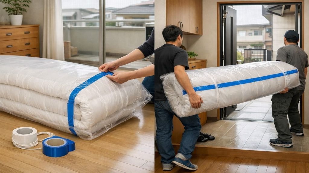 Futon moving day: 5 steps【Pack and carry without bending it】