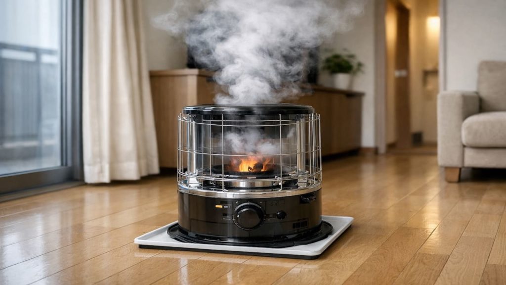 Kerosene heater smoke starts showing up 5 steps (Lower flame trim wick and vent)