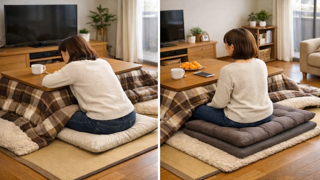 Kotatsu low back pain: 5 checks【Adjust posture and cushion height】