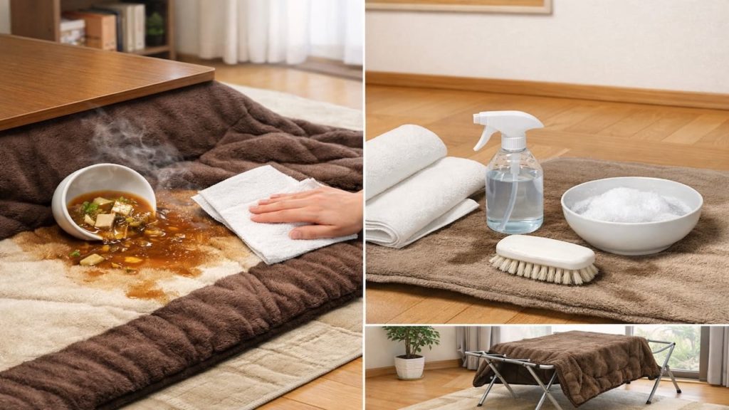 Kotatsu stain cleanup: 5 steps【Save the fabric after hot soup spills】