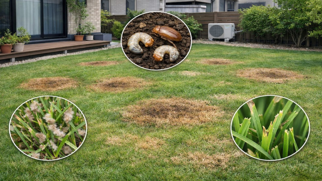 Lawn has brown circles 5 checks for common causes (Fungus pets and blades)