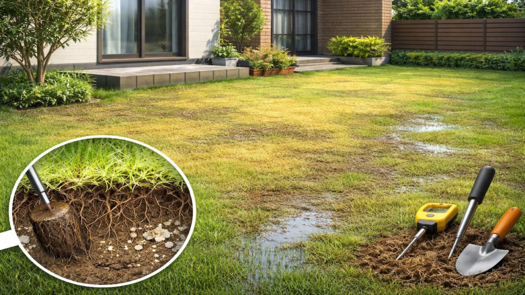 Lawn yellowing after rain 5 checks for root stress (Drainage thatch and fungus)