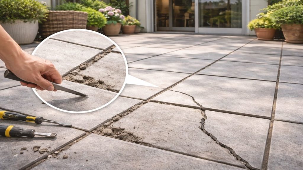 Patio grout repair timing: 5 signs you should redo sections (Hollow spots and cracks)
