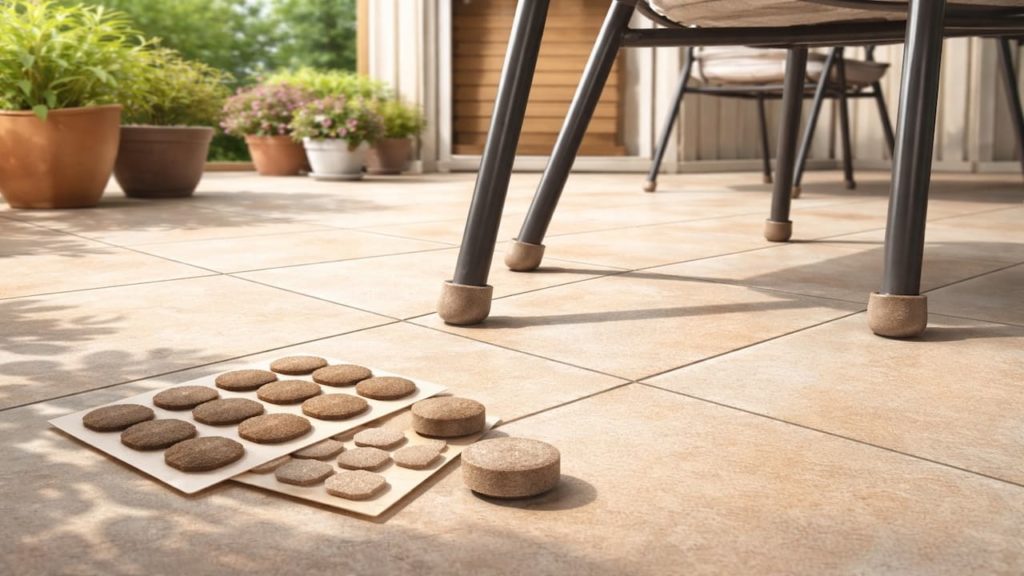 Patio chair legs scratch: 5 tips to stop marks on tile (Felt caps and pads)