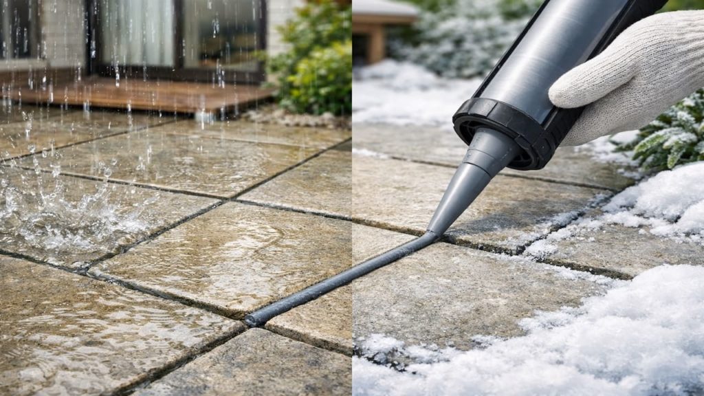 Patio joint sealant choice: 5 checks for rain and freeze cycles (Flex cure and grip)