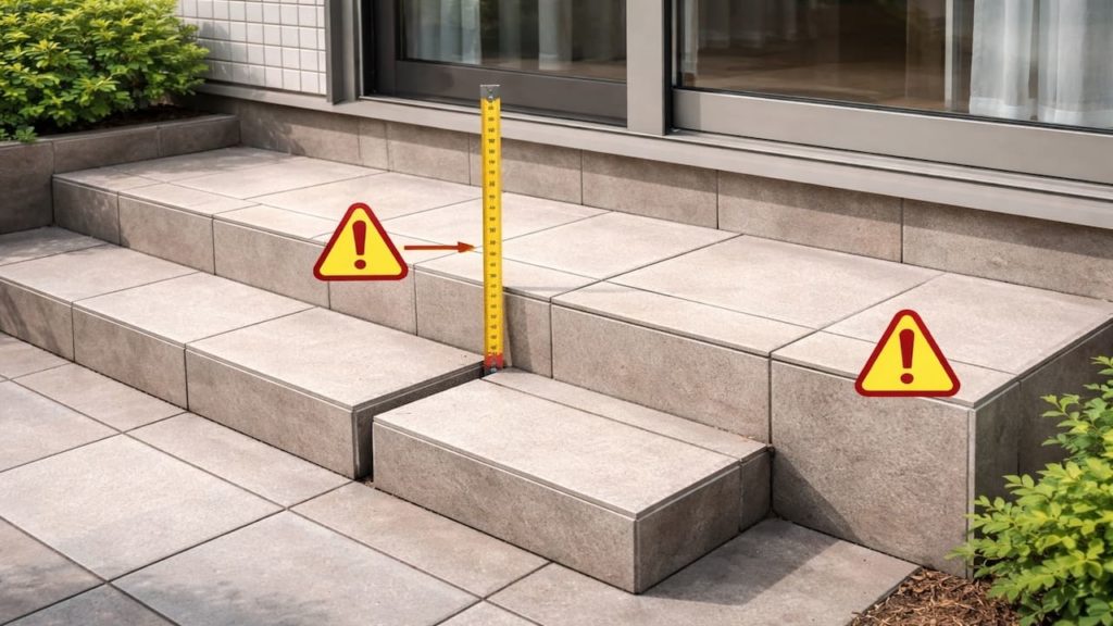 Patio step height feels off: 5 checks for trip hazards (Rise consistency and edge)