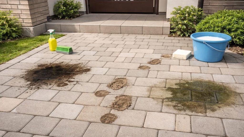 Pavement stains on pavers 5 tips that lift marks (Oil mud and timing)