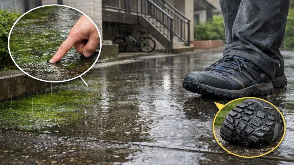 Pavement feels slippery in rain 5 checks to stay safe (Algae film grit and shoes)