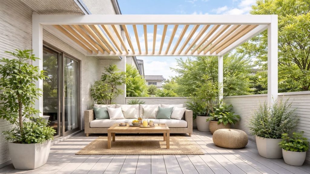 Pergola feels too dark: 5 tips to brighten it (Slat spacing and colors)