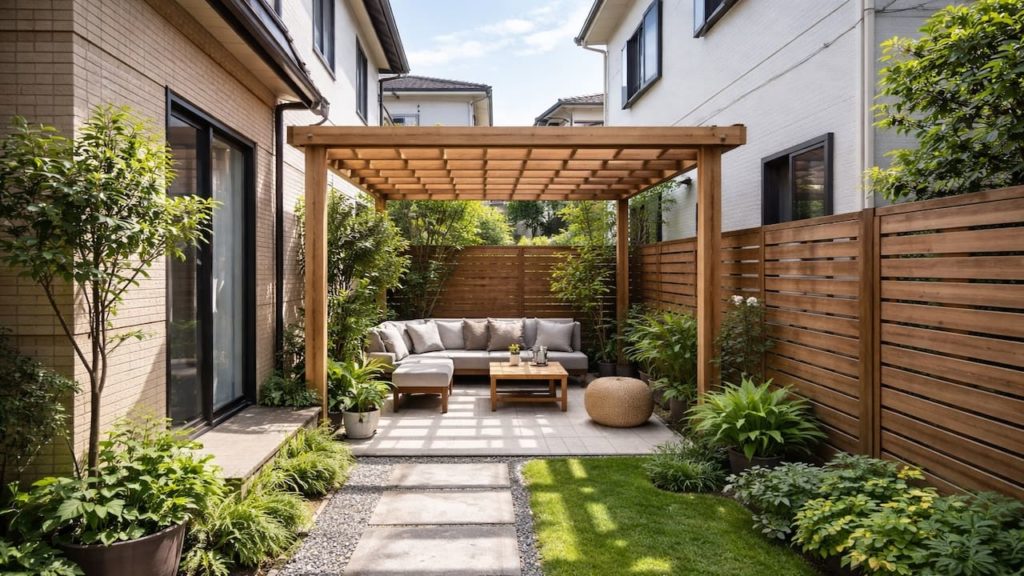 Pergola on a narrow lot: 5 tips (Clearance fences and neighbors)
