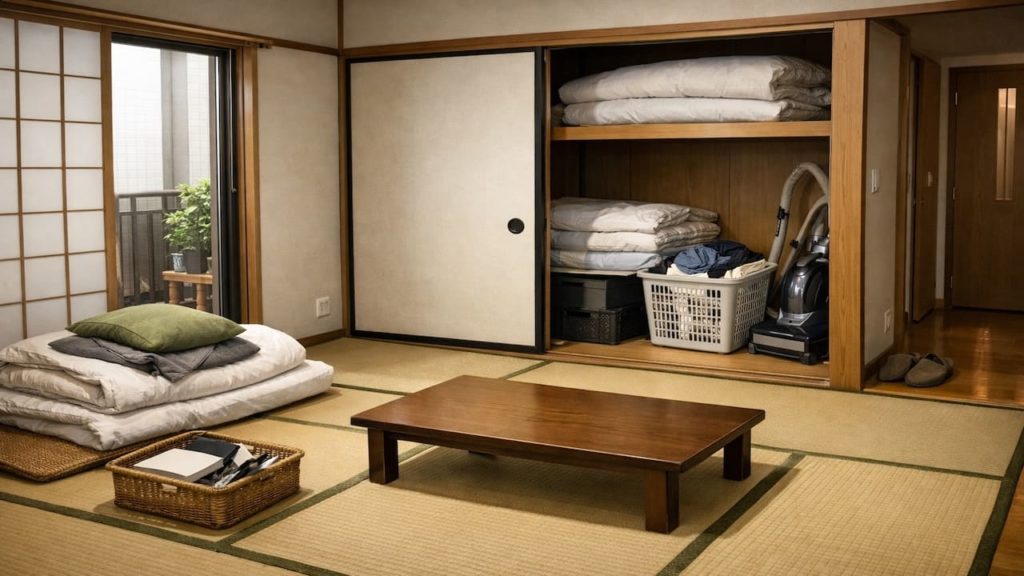 Tatami room quick reset: 5 steps【Tidy up fast when someone knocks】