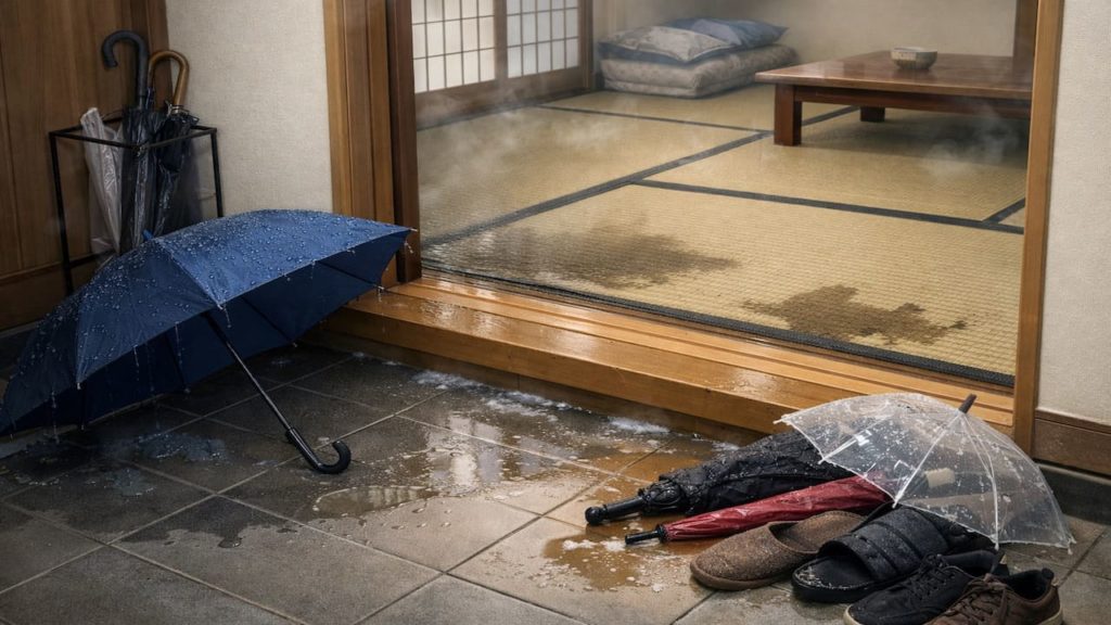 Tatami wet umbrella mess: 5 tips【Stop moisture spreading into tatami rooms】